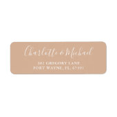 Étiquette Signature Script Tan Taupe Mariage Adresse de reto (Devant)