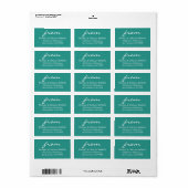 Étiquette Signature simple - Turquoise (Feuille entière)