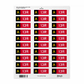 ÉTIQUETTE SIGNE A13R DU POINT D'ARRÊT (Feuille entière)