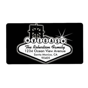 Étiquette Signe de Las Vegas avec l'étiquette de adresse