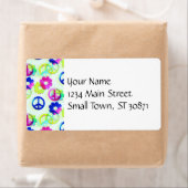 Étiquette Signes de Paix Hippie super Fleur Power Sparkle Pa (En situation)