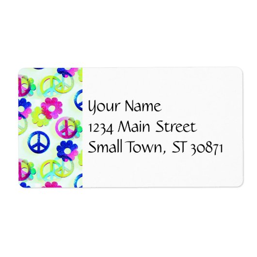 Étiquette Signes de Paix Hippie super Fleur Power Sparkle Pa (Devant)
