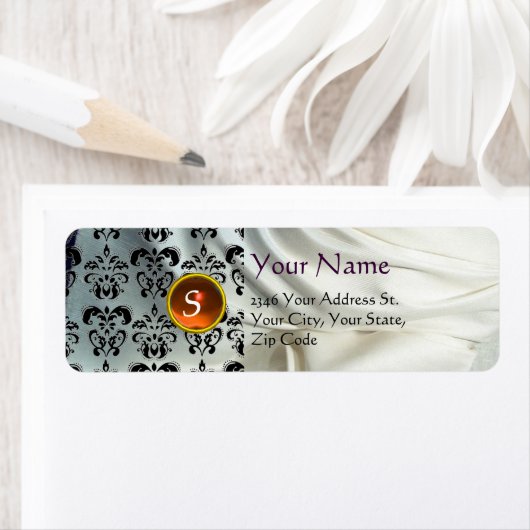 Étiquette SILENCE DAMASK GEM jaune blanc (En situation)