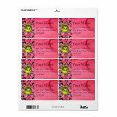 Étiquette SILENCE DAMASK GEM jaune rose (Feuille entière)