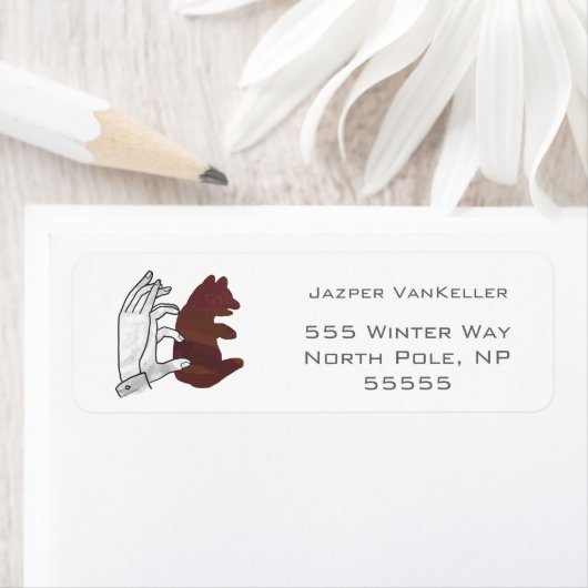 Étiquette Silhouette à la main Cube d'ours Brown (En situation)