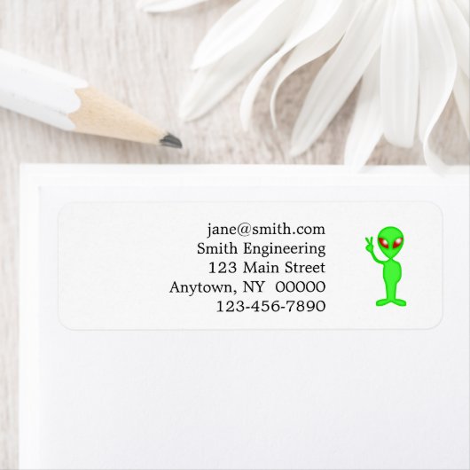 Étiquette Silhouette alien verte (En situation)