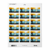 Étiquette Silhouette Couple Sunset Beach Adresse (Feuille entière)