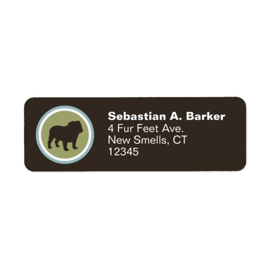 Étiquette Silhouette de Bulldog anglais | Adresse de la race (Devant)