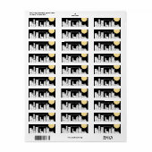 Étiquette Silhouette de New York Night Skyline (Feuille entière)