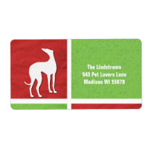 Silhouette de Noël Greyhound en rouge et vert