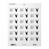 Étiquette Silhouette de tête de cerf noir (Feuille entière)