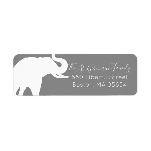Étiquette Silhouette d'éléphant blanc Adresse de retour (Devant)