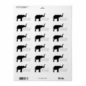 Étiquette Silhouette d'éléphant noir Adresse de retour (Feuille entière)