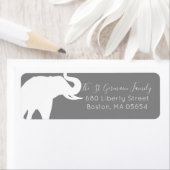 Étiquette Silhouette Eléphant Blanc Adresse de retour (En situation)