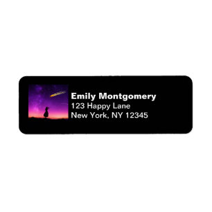 Étiquette Silhouette Girl Watches Meteor Crash To Earth