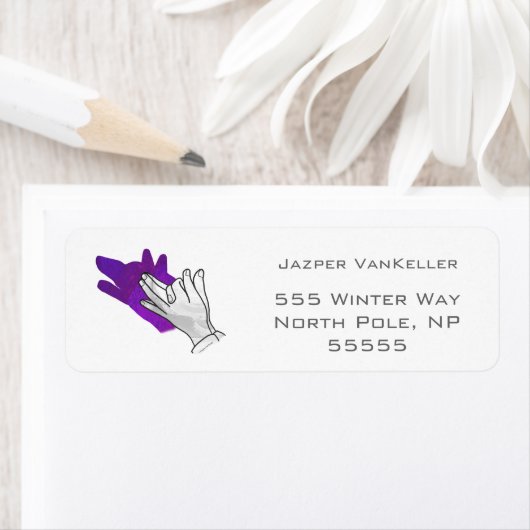 Étiquette Silhouette main Wolf pourpre (En situation)