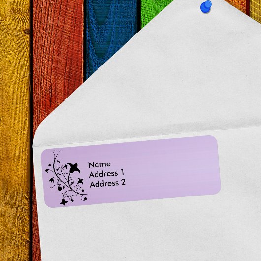 Étiquette Silhouette noire Abstraite Fleurs de défilement vi