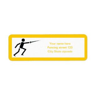 Étiquette Silhouette noire Fencer avec clôture d'épée person