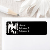 Étiquette Silhouette Noire Rouge Hood Wolf Woods (En situation)