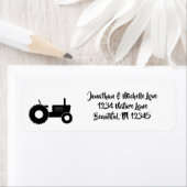 Étiquette Silhouette Tractor Farm Address (En situation)