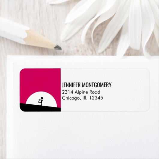 Étiquette Silhouette Zombie avec Pleine lune (En situation)