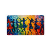 Étiquette Silhouettes colorées dansant (Devant)