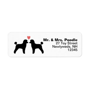 Étiquette Silhouettes de caniche à jouet noir avec adresse c