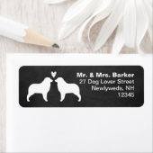 Étiquette Silhouettes de chien berger australien avec coeur (En situation)