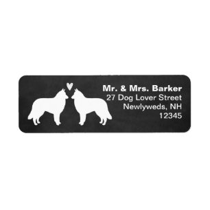 Étiquette Silhouettes de chien de Tervuren belge au coeur