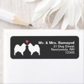 Étiquette Silhouettes de Chien Samoyé avec le coeur Adresse (En situation)