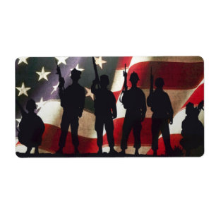 Étiquette Silhouettes militaires patriotiques de soldat