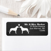 Étiquette Silhouettes Pit Bull Terrier avec Chiens mignons d (En situation)