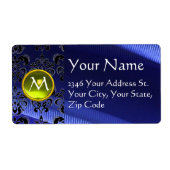 Étiquette SILK DAMASK GEM jaune électrique bleu (Devant)