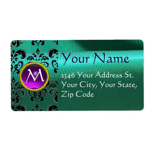 Étiquette SILK DAMASK GEM violet vert bleu (Devant)