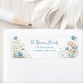 Étiquette Silly Goose Blue Botanical Return Address Label (En situation)
