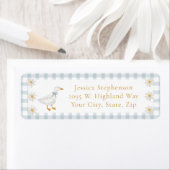 Étiquette Silly Goose Blue Gingham Cottage Baby Shower (En situation)