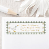 Étiquette Silly Goose Green Gingham Daisy Return Address (En situation)