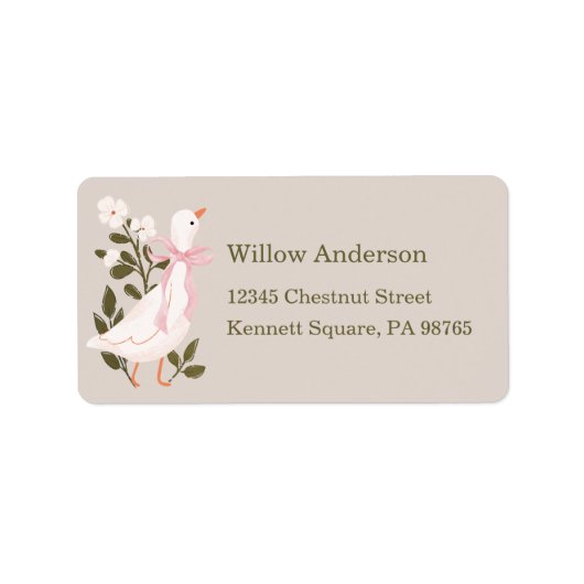 Étiquette Silly Goose Pink Bow Girl Adresse de retour Étique (Devant)