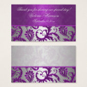 Étiquette Silver and Purple Damask II Wedding Favo (Devant & derrière)