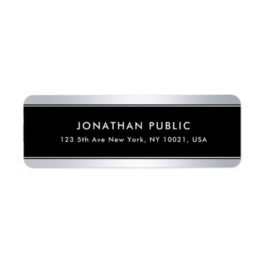 Étiquette Silver Black Modèle tendance moderne Adresse de re (Devant)