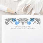 Étiquette Silver Blue Snowflakes Mariage d'hiver (En situation)