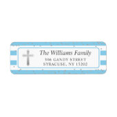 Étiquette Silver Cross Light Blue Stripes Adresse de retour (Devant)