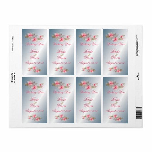 Étiquette Silver et rose Lily (Feuille entière)