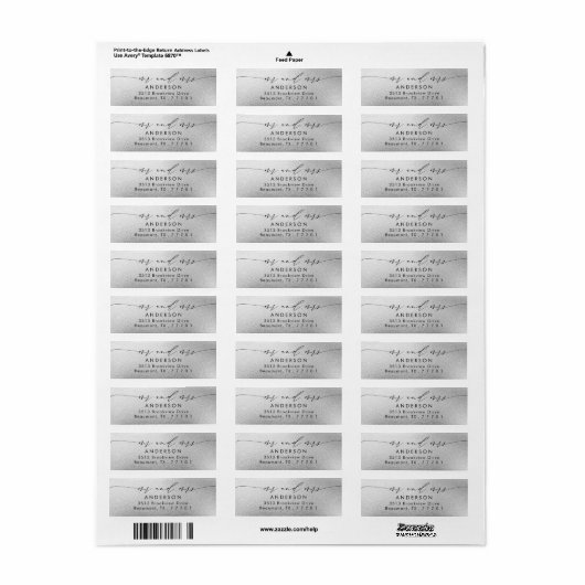 Étiquette Silver Foil Script Chic Mr & Mrs Adresse de retour (Feuille entière)