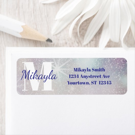 Étiquette Silver Glitter with Stars (En situation)