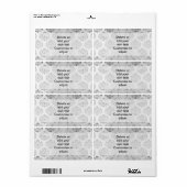 Étiquette Silver gray damask (Feuille entière)