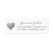Étiquette Silver Heart Simple Modern Return Adresse (Devant)