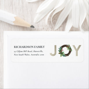 ÉTIQUETTE SILVER HOLLY BERRY JOY WREATH NOËL ADRESSE
