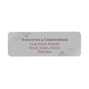 Étiquette Silver Lace Magenta & Grey Mariage Adresse de reto