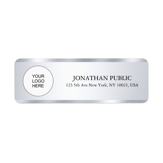 Étiquette Silver Look Modèle moderne Téléchargez votre logo  (Devant)